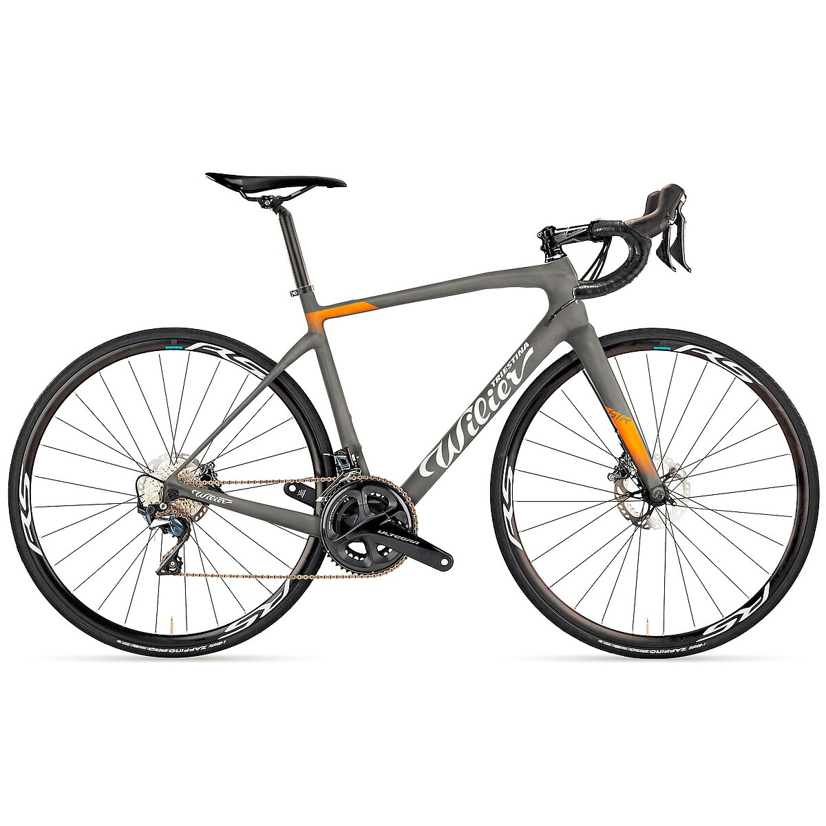 Wilier Rennrad GTR Team Disc- Grau-Orange - Shimano 105 - An